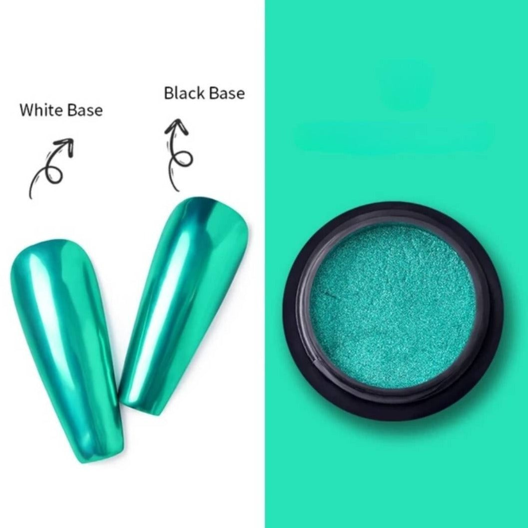 Green Nail Chrome Powder