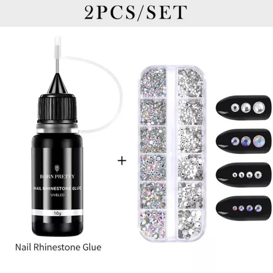 Born Pretty Nail Crystal & Nail Glue Set