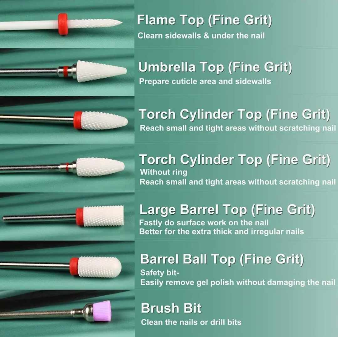 Ceramic Nail Drill Bit Set