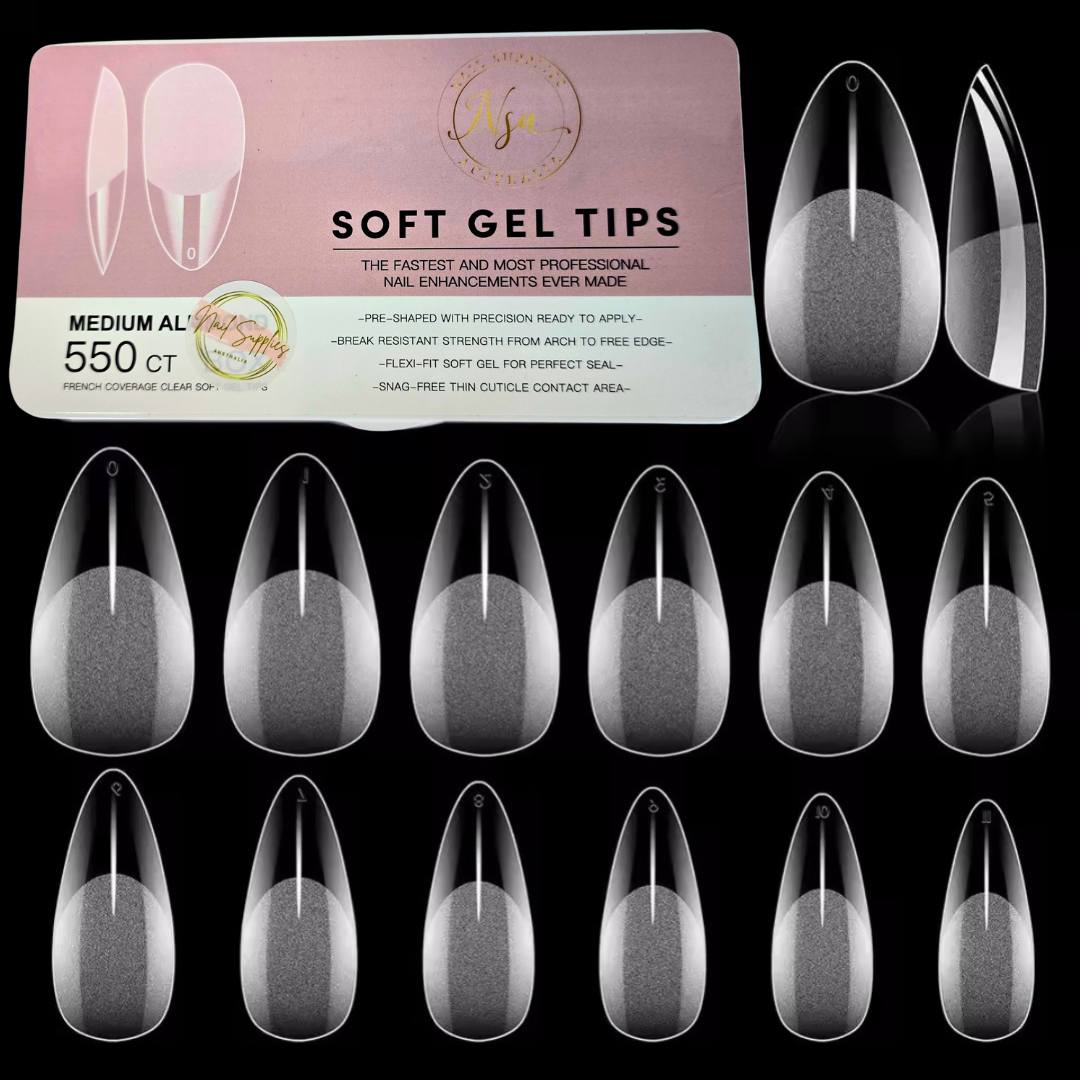Medium Almond Soft Gel Tips by Nail Supplies Australia