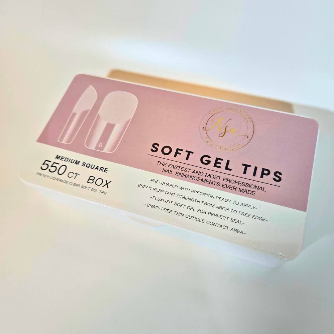 Medium Square Soft Gel Tips by Nail Supplies Australia