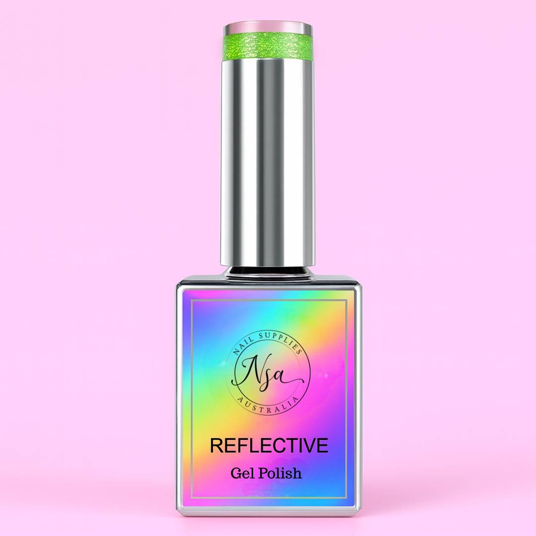 green Reflective Glitter Gel Polish by Nail Supplies Australia 
