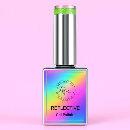 green Reflective Glitter Gel Polish by Nail Supplies Australia 