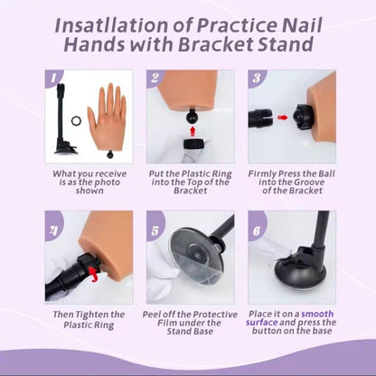 Silicone practice hand for learning acrylic nails, builder gel and nail art