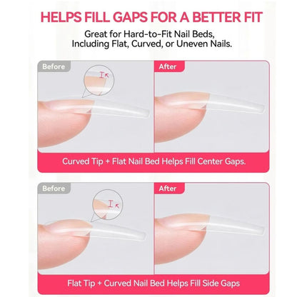 Pressing a glued press-on nail onto a natural nail