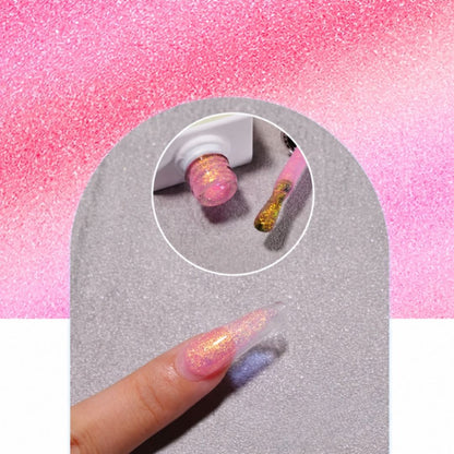 Pink Unicorn Gel Polish by Nail Supplies Australia showing iridescent shimmer finish