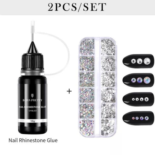 Born Pretty Nail Crystal & Nail Glue Set