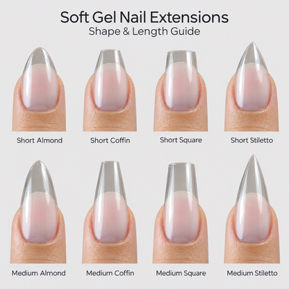 Nail Supplies Australia Soft Gel Extension Shape & Length Guide 