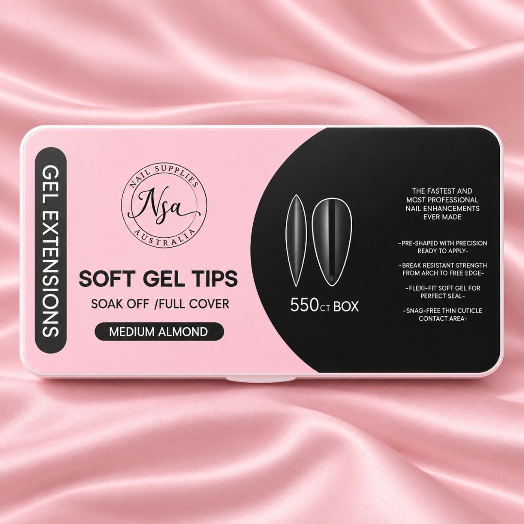 Medium almond soft gel nail tips by Nail Supplies Australia