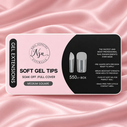 Medium square soft gel nail tips by Nail Supplies Australia

