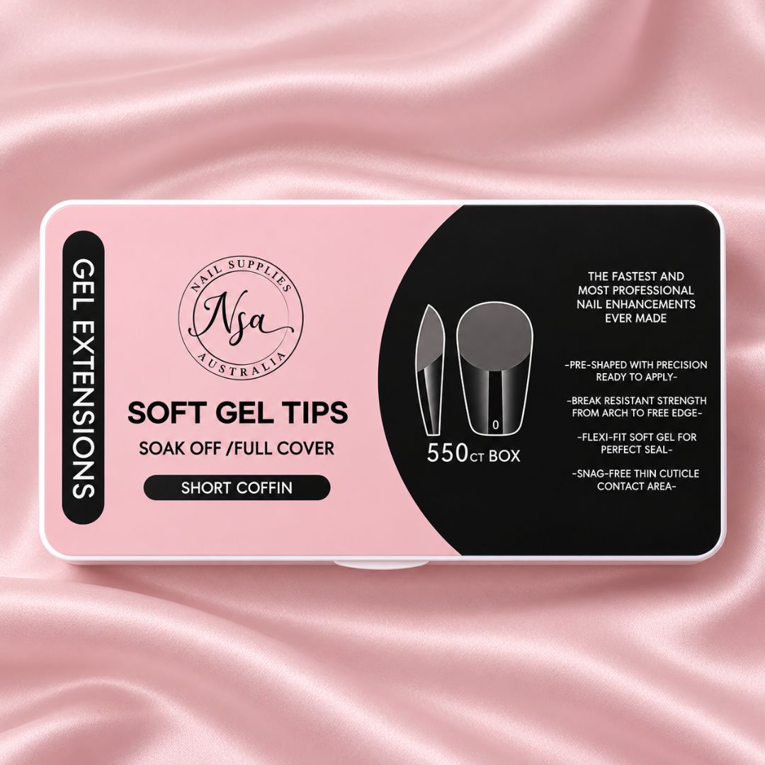 Short coffin soft gel nail tips by Nail Supplies Australia