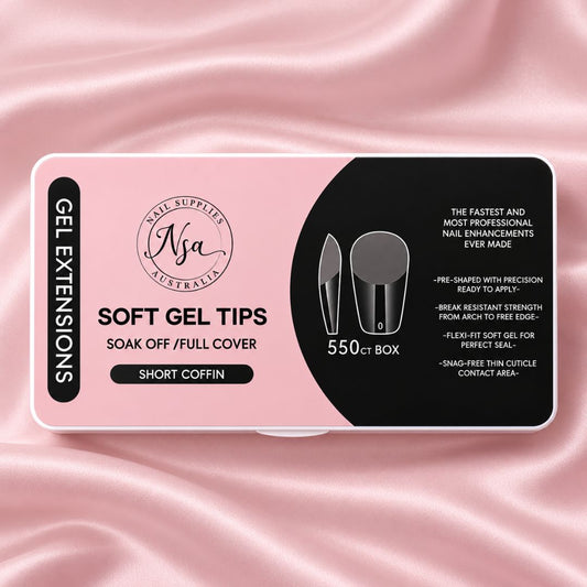 Short coffin soft gel nail tips by Nail Supplies Australia