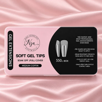 Medium coffin soft gel nail tips by Nail Supplies Australia