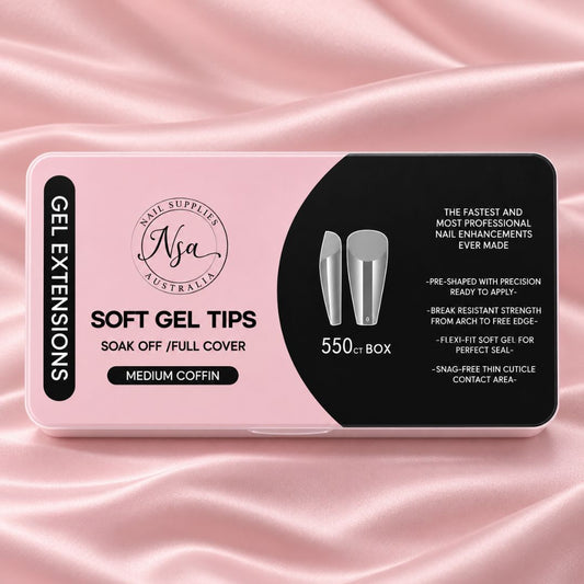 Medium coffin soft gel nail tips by Nail Supplies Australia
