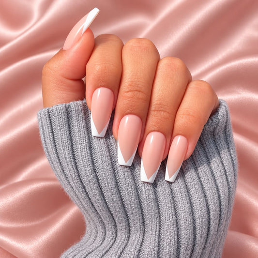 Medium coffin full-cover gel extensions applied to nails