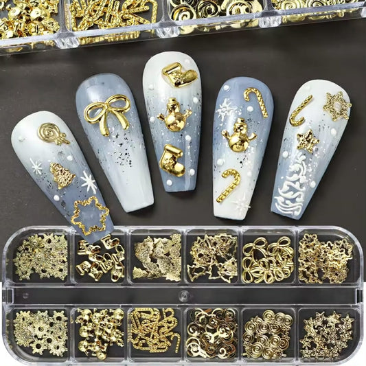 12 Grid Christmas Nail Charms