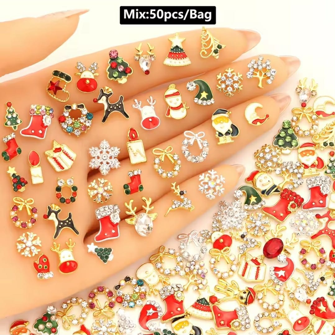 50 Piece Christmas Nail Charms
