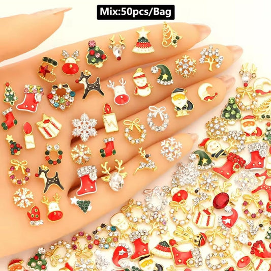 50 Piece Christmas Nail Charms