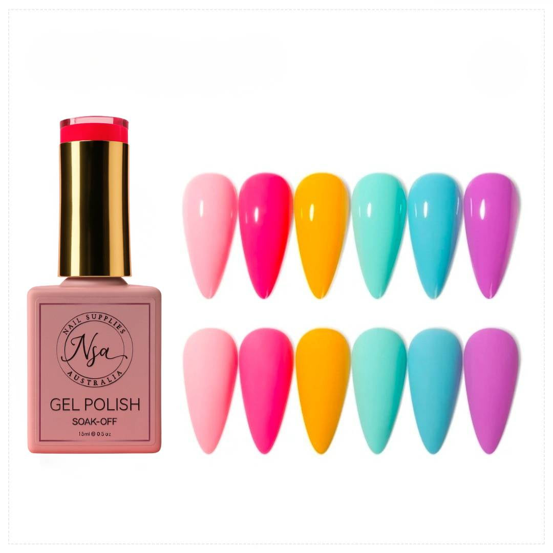 Nail Supplies Australia 6 Piece Neon Gel Polish Set 