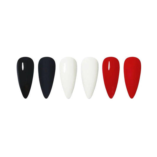 Set of black, white, and red gel polish by Nail Supplies Australia.